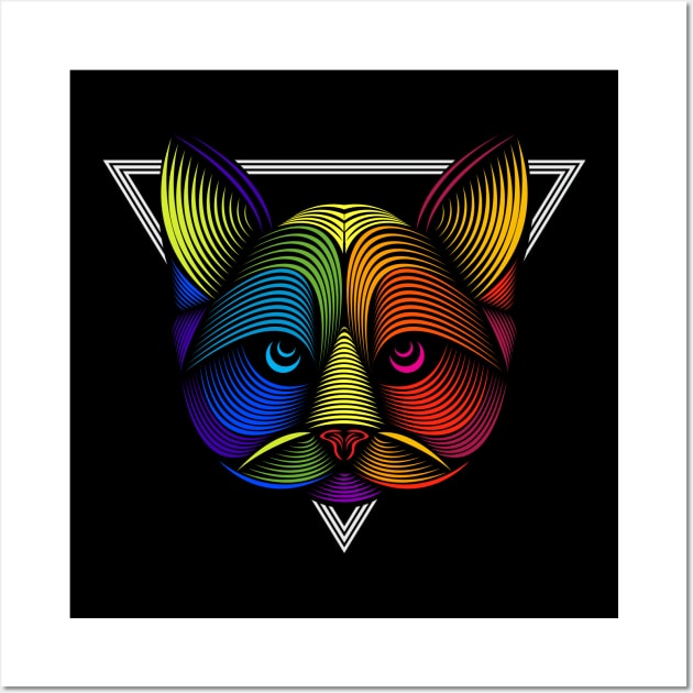 Cat Face line art illustration Wall Art by Mako Design 